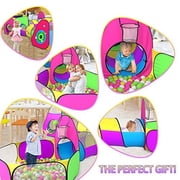 5pc Kids Play Tent for Toddler with 1 Baby Ball Pits, 2 Baby Crawl Tunnels, 2 Pop Up Tents, Indoor Outdoor Playhouse Toys for Boys/Girls, Gift Target Game with 4 Dart Balls