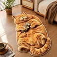 thumbnail image 4 of Cute Cat Rug Featuring Orange Feline Design, Soft Faux Rug for Cozy Floor Comfort, Animal Rug for Bedroom & Nursery Decor, Pink Fluffy Rug Ideal for Student Room Accents, Adorable, 4 of 5