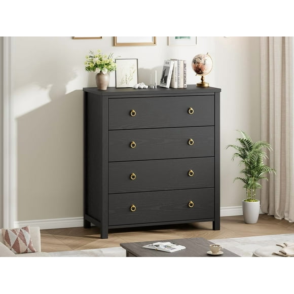 Dresser for Bedroom, Chest of Dressers 37" Tall Dresser for Closet with 4 Drawers Chest with Clothes Storage Cabinet, Drawer Organizer for Bedroom