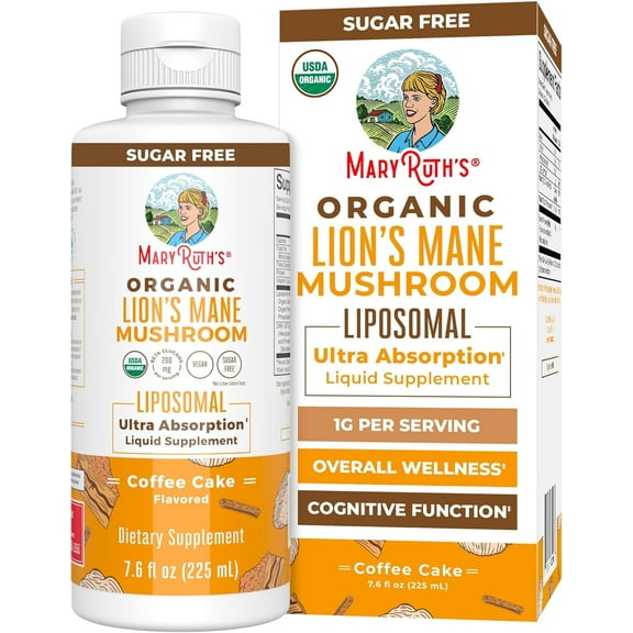 MaryRuth's Lion's Mane Liposomal Mushroom Supplement, Organic, 200mg, 7.6 fl oz