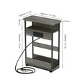 thumbnail image 4 of Narrow Side Table with Charging Station, 3 Tier Slim End Table with Storage Shelf for Small Spaces, 21.6 Inch Height Thin Tables Small Nightstand Magazine Rack for Living Room,Grey, 4 of 9