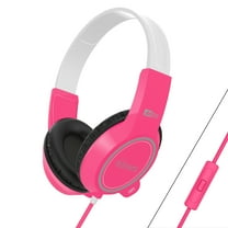 MEE audio KidJamz 3 Kids Safe Listening Headphones with Volume Limiter & Built-in Microphone, Adjustable On-Ear Headset w/ 3.5mm Jack & Tangle-Free Cord for Online Learning/School/Travel/Tablet（Pink）