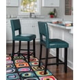 thumbnail image 2 of Linon Jevon 24" Indoor Wood Counter Stool, Aegean Blue Faux Leather, 2 of 13