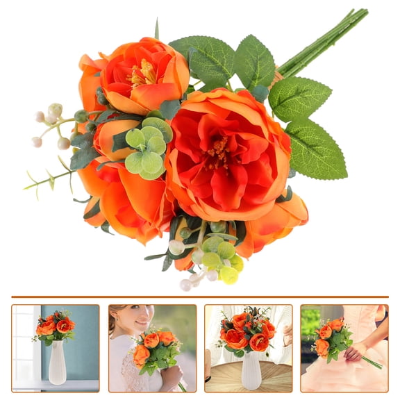 WASHWEPE Artificial Flower Bouquet Orange 1Set 11.8x7.1in