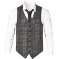 thumbnail image 2 of GFDYREE Men's Slim Fit Herringbone Tweed Suits Vest Premium Wool Blend Waistcoat, 2 of 7