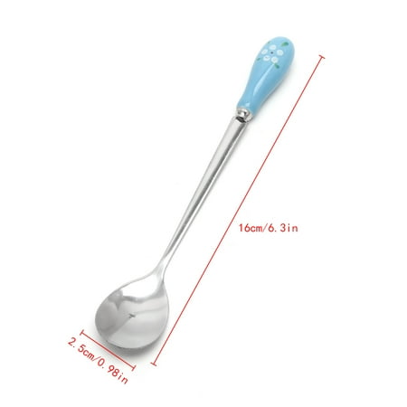 

Stainless Steel Coffee Spoon Ceramic Handle Milk Tea Ice Cream Dessert Spoons