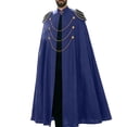 thumbnail image 3 of Virmaxy Halloween Costume Men's Costume Cloak High Stand Collar Gothic Style Cape with Gold Chains for Halloween Cosplay Party Dress Up Navy, 3 of 5
