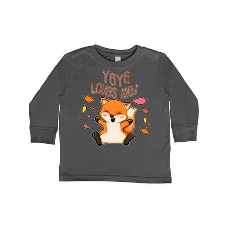 

Inktastic Yaya Loves Me!- cute baby fox Gift Toddler Boy or Toddler Girl Long Sleeve T-Shirt
