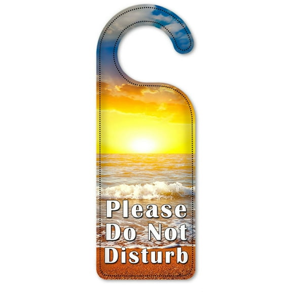 Do Not Disturb Door Knob Hanger Sign - Bright Sunset at the Beach