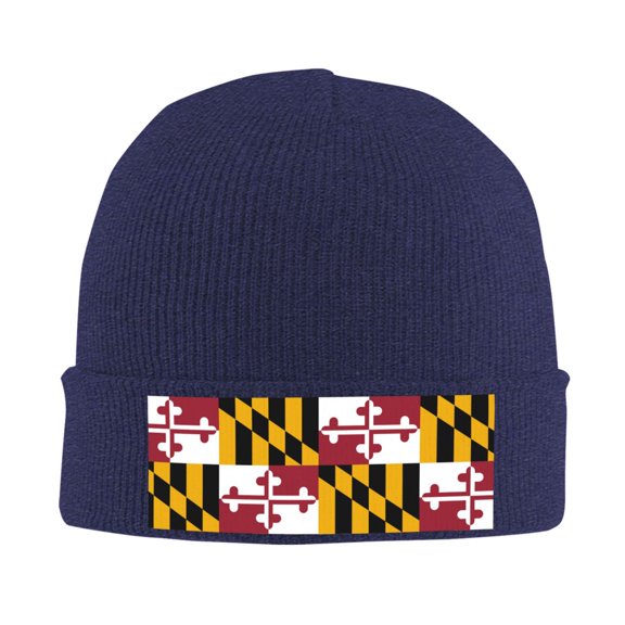 Maryland-Flag Beanie Hat Knit Hat Skull Cap for Men Women Winter Hat Navy Blue