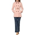 thumbnail image 3 of MODA NOVA Juniors Stand Collar Double Breasted Mid Length Winter Trenchcoat Pink XL, 3 of 6