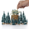 thumbnail image 3 of Dalrosia 55PCS Mini Artificial Christmas Trees Plastic Sisal Trees Bottle Brush Trees Snow Frost Ornaments with Wood Base for Christmas Home Party Table Top Decor Winter Craft, 3 of 7