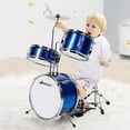 thumbnail image 2 of Infans 13 Inch 3-Piece Kids Junior Beginner Drum Set w/Tom Snare Bass Drum Blue, 2 of 7