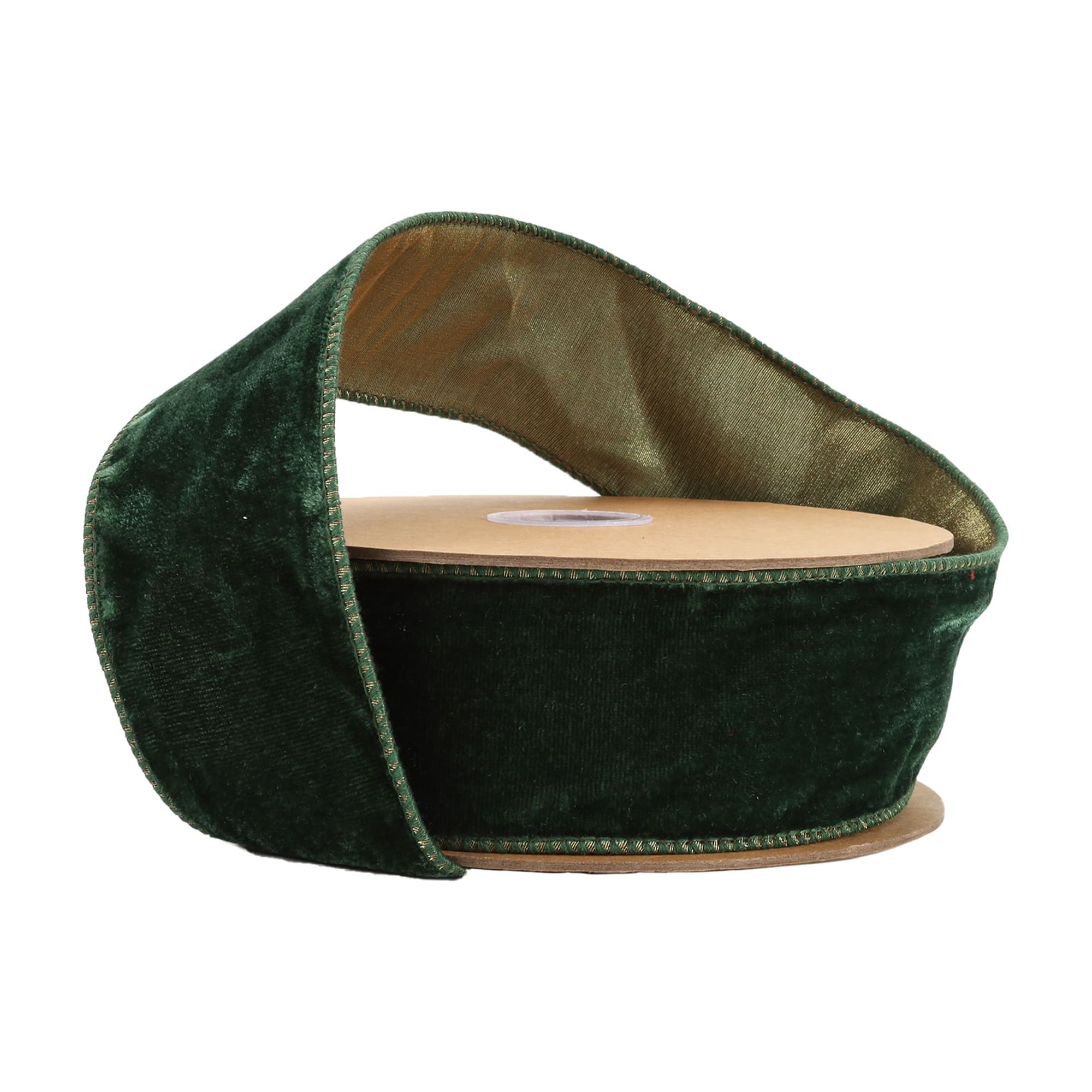 LaRibbons 2 1/2" Wired Green Velvet Ribbon, 10 Yard Roll