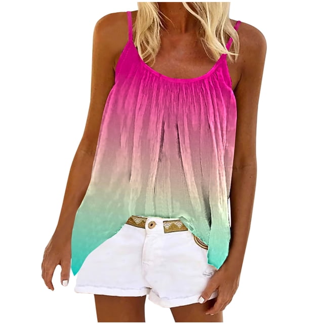 Cameland Mode Femme Été Col Rond Sans Manches Imprimé Camisole Décontractée Blouse
