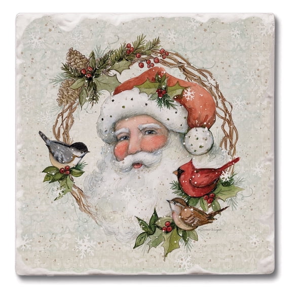 Thirstystone Winter Forest Santa Tumbled Tile Coaster Set of 4
