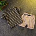 thumbnail image 2 of Afuyipoi Boys 2PC Striped Sets（1-6 Years）, 100%Cotton Breathable Summer Wear Active Play & Indoor Casual Wear Casual Outfit Sets for Kids Brown 5, 2 of 8