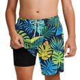 thumbnail image 2 of hengsof Boys' Summer Printed Beach Swim Trunks Stylish Double Layered Comfortable Drawstring Elastic Waistband Beach Sports Casual Shorts with Pockets, 2 of 5