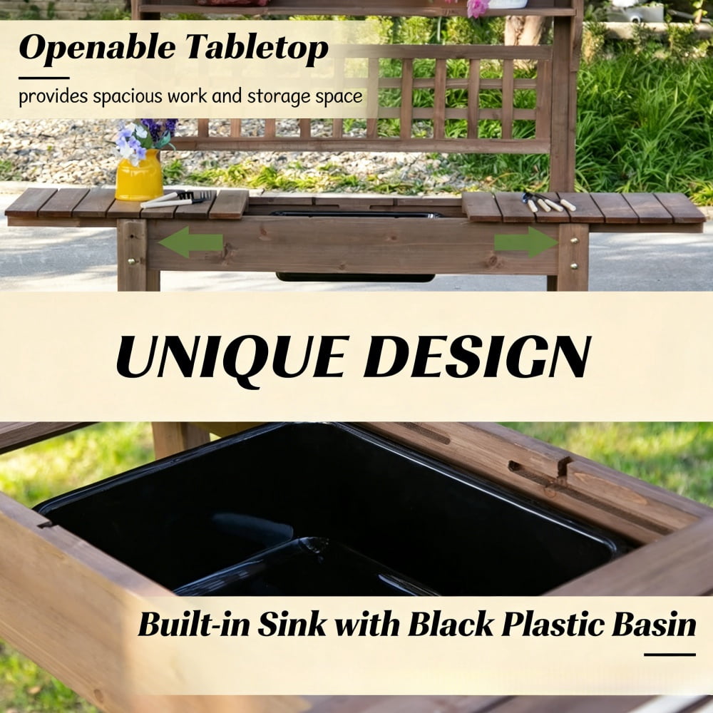 Garden Work Bench、Open Shelf Storage