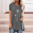 thumbnail image 2 of Tunic Tops for Women Loose Fit Dandelion Print T-shirt Top Round Neck Short Sleeve Shirt Top Casual Solid Color Blouse, 2 of 4