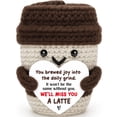 thumbnail image 1 of Taza de café Farewell, muñeca de ganchillo, regalo para la jubilación de un compañero de trabajo, 1 of 8