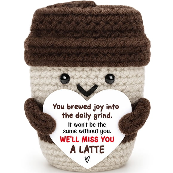 Taza de café Farewell, muñeca de ganchillo, regalo para la jubilación de un compañero de trabajo