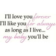 thumbnail image 4 of Baby Wall Sticker Quote I'll Love Forever I'll Like You For Alway 2-color Vinyl Decal 12x23 -Chocolate/Soft Pink, 4 of 4