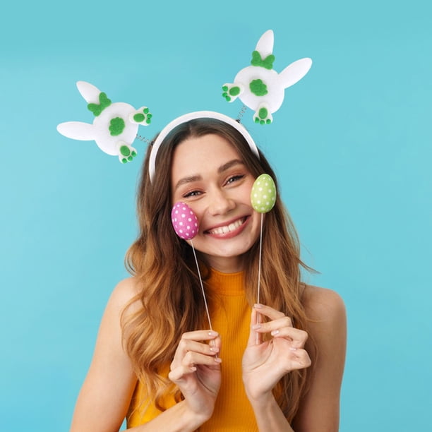Fiudx Diadema de Conejito de Pascua, Diseño de Rebaño Primaveral, Terciopelo, Decoración Versátil para Fiestas, Accesorio Primaveral Original, Ajuste Cómodo, Talla Única, 25 X 23 X 2 Cm