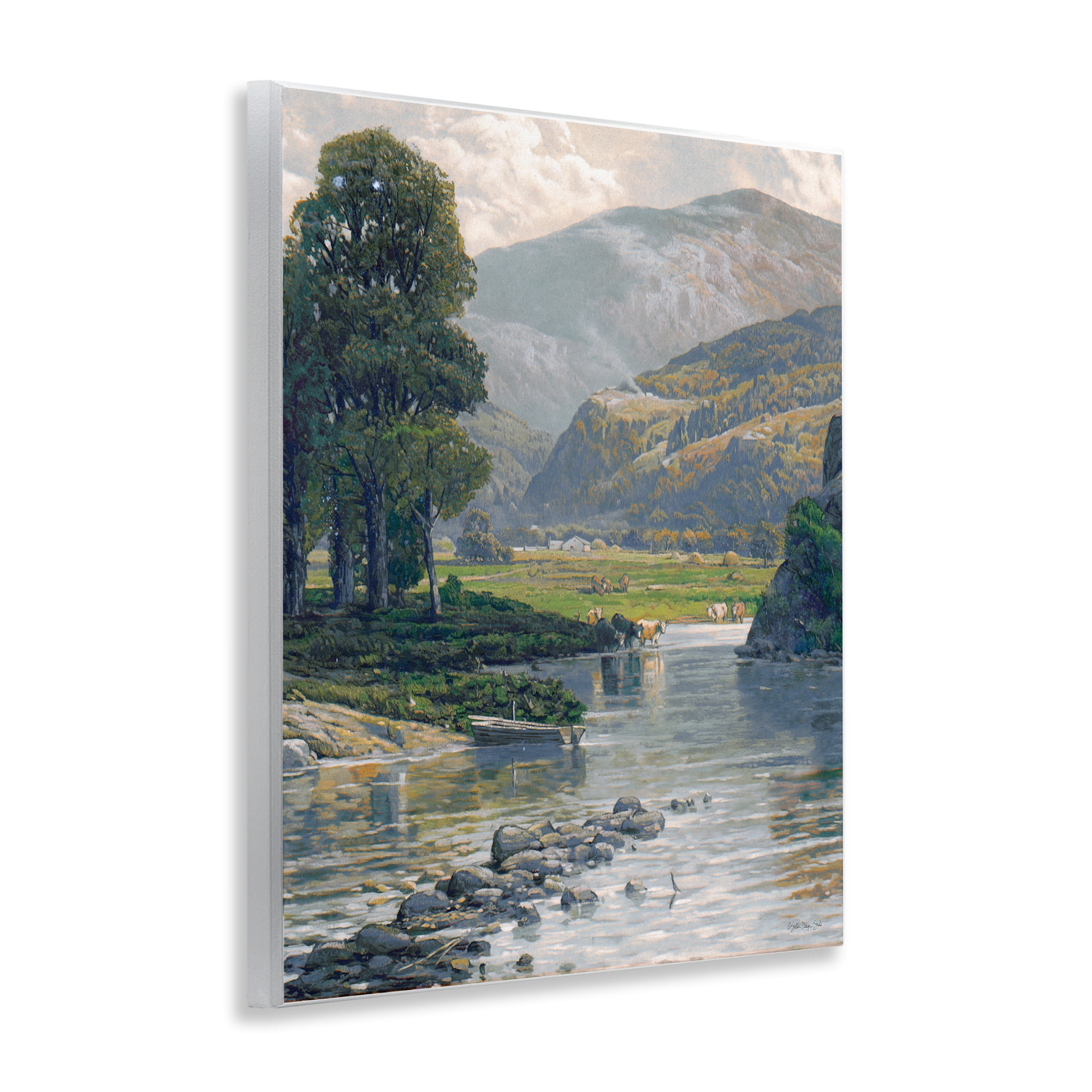 Stupell Industries Pebbled Creek Terrain Landscape & Nature Painting Unframed Art Print Wall Art, 11 x 14