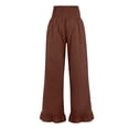 thumbnail image 4 of Lumtrix Womens Cotton Linen Wide Leg Pants Summer Casual High Waist Ruffle Hem Cropped Trouser With Pockets For Daily Coffee S, 4 of 7