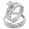 0.33 Carat (ctw) Round White Diamond Men & Women's Micro Pave Engagement Ring Trio Bridal Set 1/3 CT