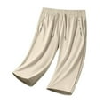 thumbnail image 4 of Womens Long Shorts Knee Length Silky Cooling Workout Gym Quick Dry Shorts with Zip Pockets Athletic Cargo Sweatshorts (S, Beige), 4 of 7
