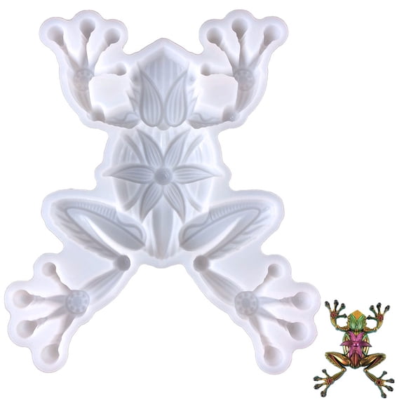 OFFIGAM White Flexible Silicone Frog Mold for Epoxy Resin, Non-Stick Craft Mold for Art, Resin Casting and Projects