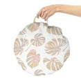 thumbnail image 2 of Tropical Round Floor Cushion with Handle, Floral Theme Exotic Leaves Pattern Hawaiian Flowers Motifs on Plain Background, Pillow for Living Room & Dorms, 18" Round, Rose and Khaki, by Ambesonne, 2 of 4
