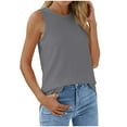 thumbnail image 3 of TKLPEHG Tank Top for Women Crew Neck Tunic Top Summer Clothes Lightweight Solid Color Loose Sleeveless T Shirt Fashion Casual Comfy Blouses (Dark Gray,XL), 3 of 7