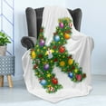 thumbnail image 4 of Letter K Soft Flannel Fleece Throw Blanket, Colorful Christmas Pine Tree Letter with Bauble Candy and Angel, Cozy Plush for Indoor and Outdoor Use, 50" x 60", Multicolor, by Ambesonne, 4 of 5