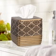thumbnail image 4 of Resin Tissue Box Cover for Modern Home Decor - Minimalist Square Tissue Box Holder for Guest Room, Bedroom, Bathroom, Tabletop & Office - Durable and Aesthetic Tissue Holder, Spindle, 4 of 5