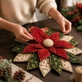 thumbnail image 3 of DIY Christmas Poinsettia Quilted Door Hanger Sewing Kit, 18 Inch Farmhouse Patchwork Bow Craft Kit, Beginner‑Friendly All‑in‑one Fabric Supplies for Front Door, Wall Hanging and Decor, 3 of 6