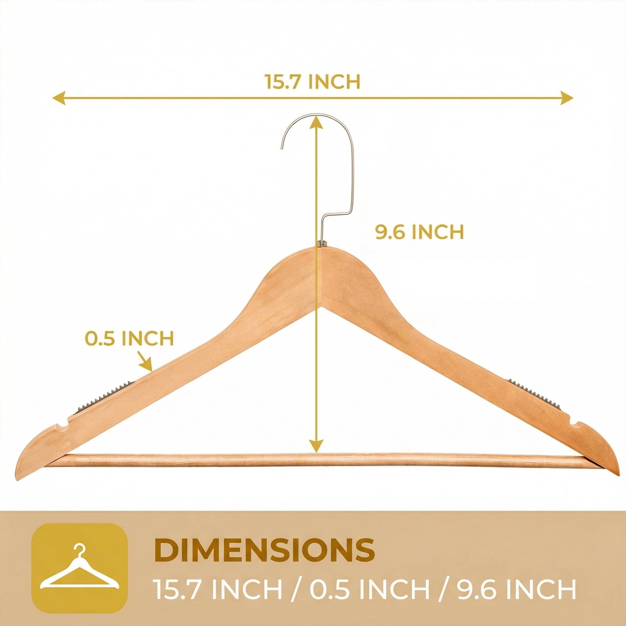 Unique Bargains 2 Pcs Wood Non-Slip Hangers with Clips for Clothing and Pants Natural