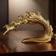 thumbnail image 5 of uhnmki Sculpture de Six Chevaux au Galop Fait Main Statues de Cheval en Résine Laiton Feng Shui Figurine Décorative de Cheval, 5 of 5