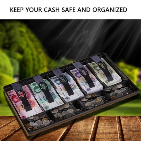 Five Grids Cash Drawer Register Insert Coin Tray Cashier Tidy