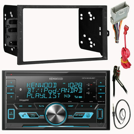 Kenwood DPX303MBT Double 2 Din MP3 Car Stereo Receiver Bundle Combo With Metra installation kit for car stereo (Fits Most GM Vehicles) + Wire Harness + Enrock 22