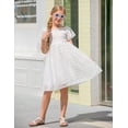 thumbnail image 4 of Aideaone Girls Chiffon Dress Flutter Ruffle Short Sleeve Kids Square Neck Frocks White 6-13Y, 4 of 8