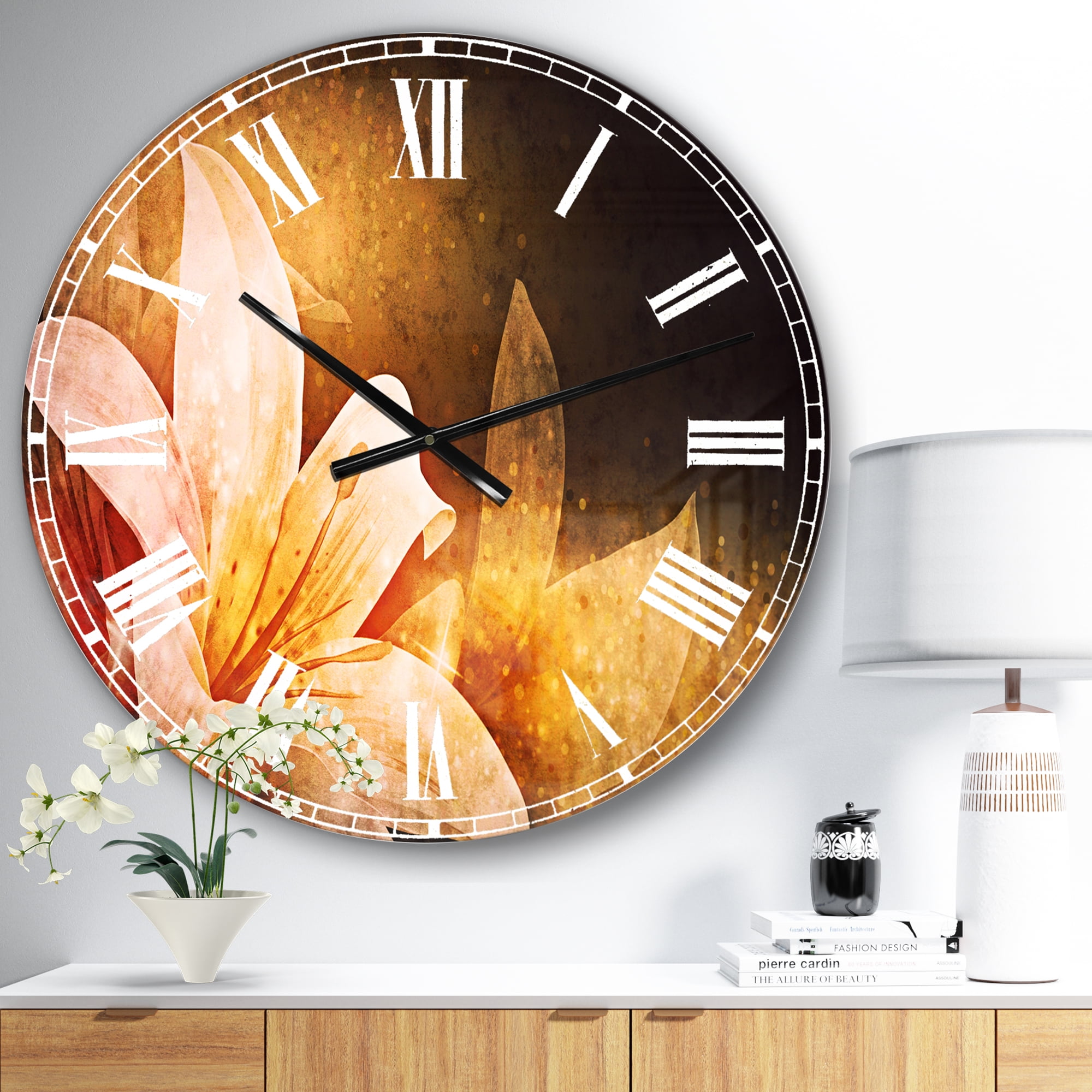 Designart 'Shining Brown Fractal Flower' Traditional wall clock