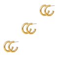thumbnail image 1 of Youkk 1/2/3 Women Earrings Exquisite Simple Style Stainless Steel Ear Hoops Golden 3PCS, 1 of 6