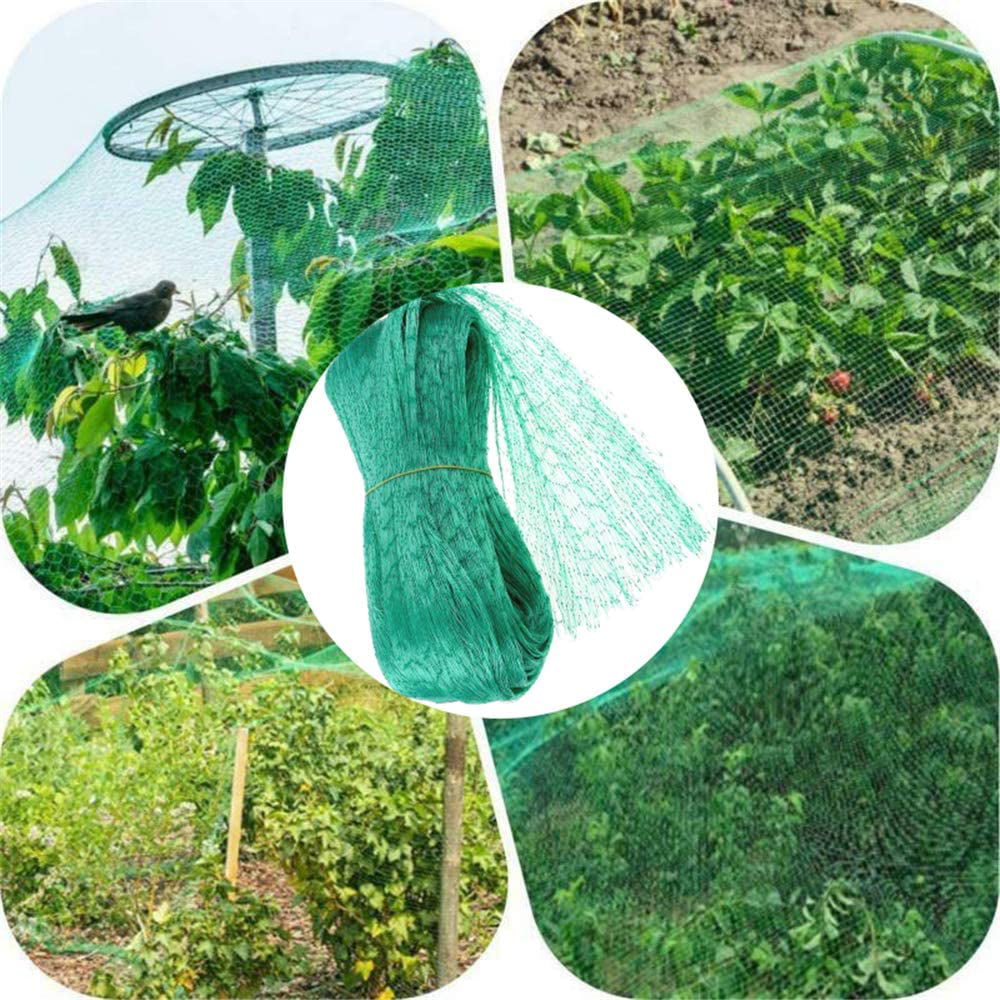 Anti Bird Protection Net with 100Pcs Nylon Cable Ties 13Ft x 33Ft Green Bird Netting Protection for Plant