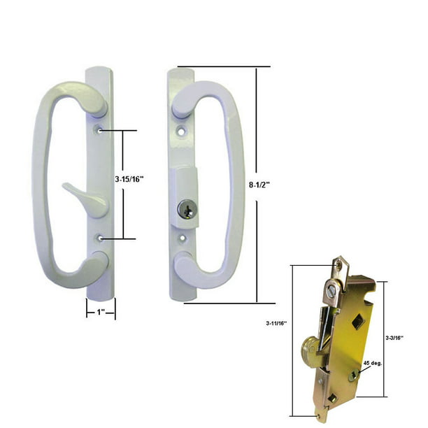 Stb Sliding Glass Patio Door Handle Kit With Mortise Lock White Keyed Com - Sliding Patio Door Handle Set For Milgard