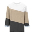 thumbnail image 6 of Womens Plus Size Fall Clothes, Crewneck Tees for Women Fashion Loose Fit Color Patchwork 3/4 Sleeve Shirts, 6 of 6