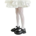 thumbnail image 2 of BRGZLK Kids Girls Bow Sheer Fishnet Stockings Thin Hollowed Summer Mesh Lace Fashion Toddler Footed Legging Pantyhose White 5-8 Years, 2 of 3