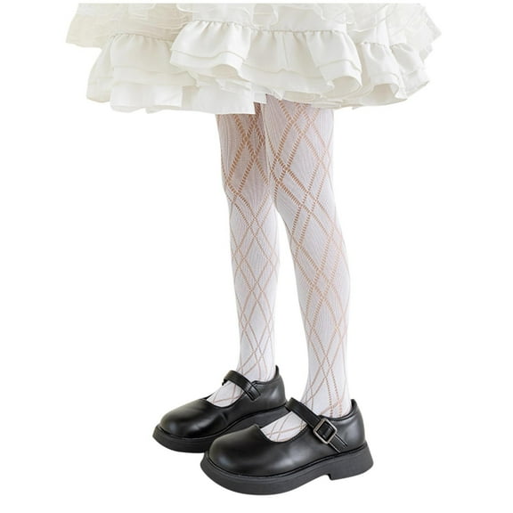 Girls Plaid Sheer Mesh Stockings Y2K Hollow Out Breathable Mosquito Proof Pants Thigh High Pantyhose for 0-13 Years
